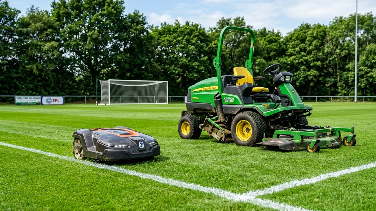 Mähroboter und Aufsitzmäher Sportplatzpflege